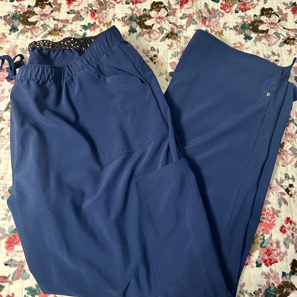Heart Soul Women's Blue Scrub pants x2. One NWT